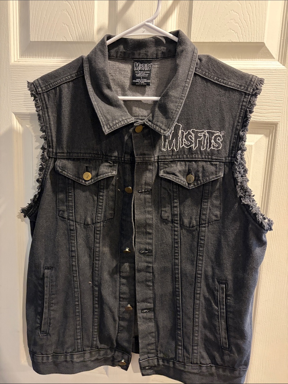 Black Distressed Denim Vest